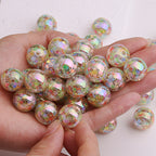 Iridescent Snowflake Resin Beads 16mm Round Translucent 20pcs 3