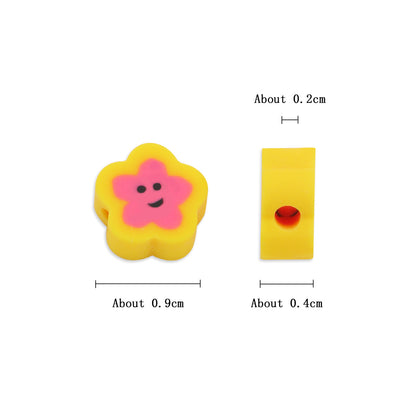 Star Clay Beads 9mm Tiny Smiley Face Yellow Pink 100pcs 3