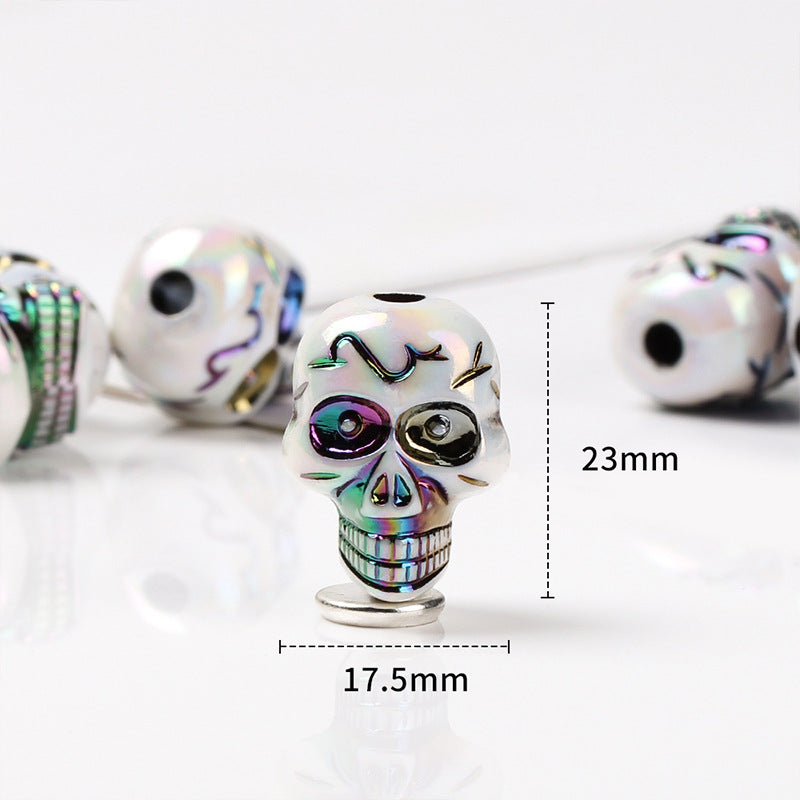 Halloween AB Color Plated Skull Acrylic Beads 17.5-23mm 2