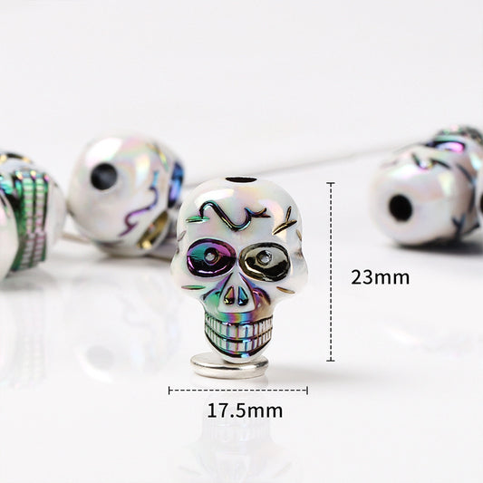 Halloween AB Color Plated Skull Acrylic Beads 17.5-23mm 2