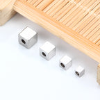 Stainless Steel Square Metal Beads 3 4 5mm Polished Silver 100pcs 3