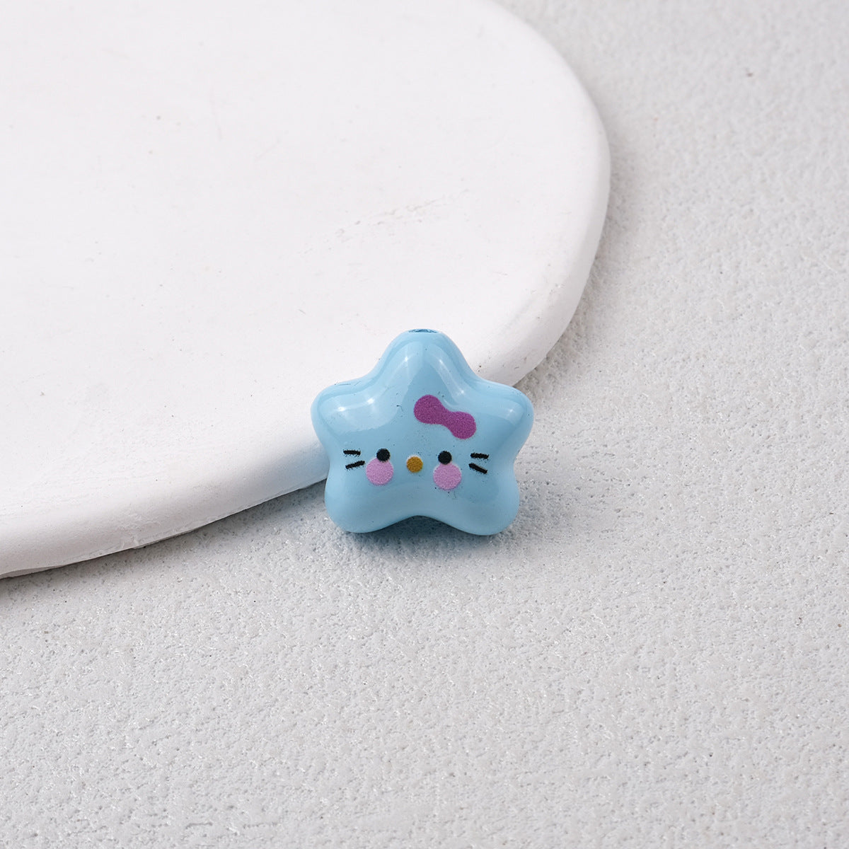 Star Acrylic Beads 20mm Glossy Hello KT Faces Colorful 20pcs 9