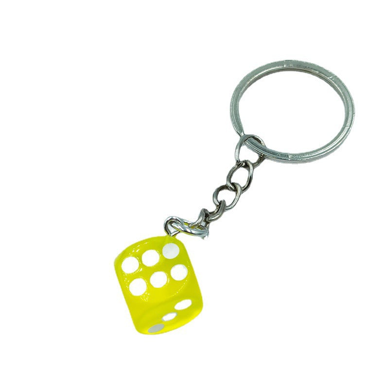 Resin Mini Dice Keychain Colorful Translucent Cube on Silver Chain 5
