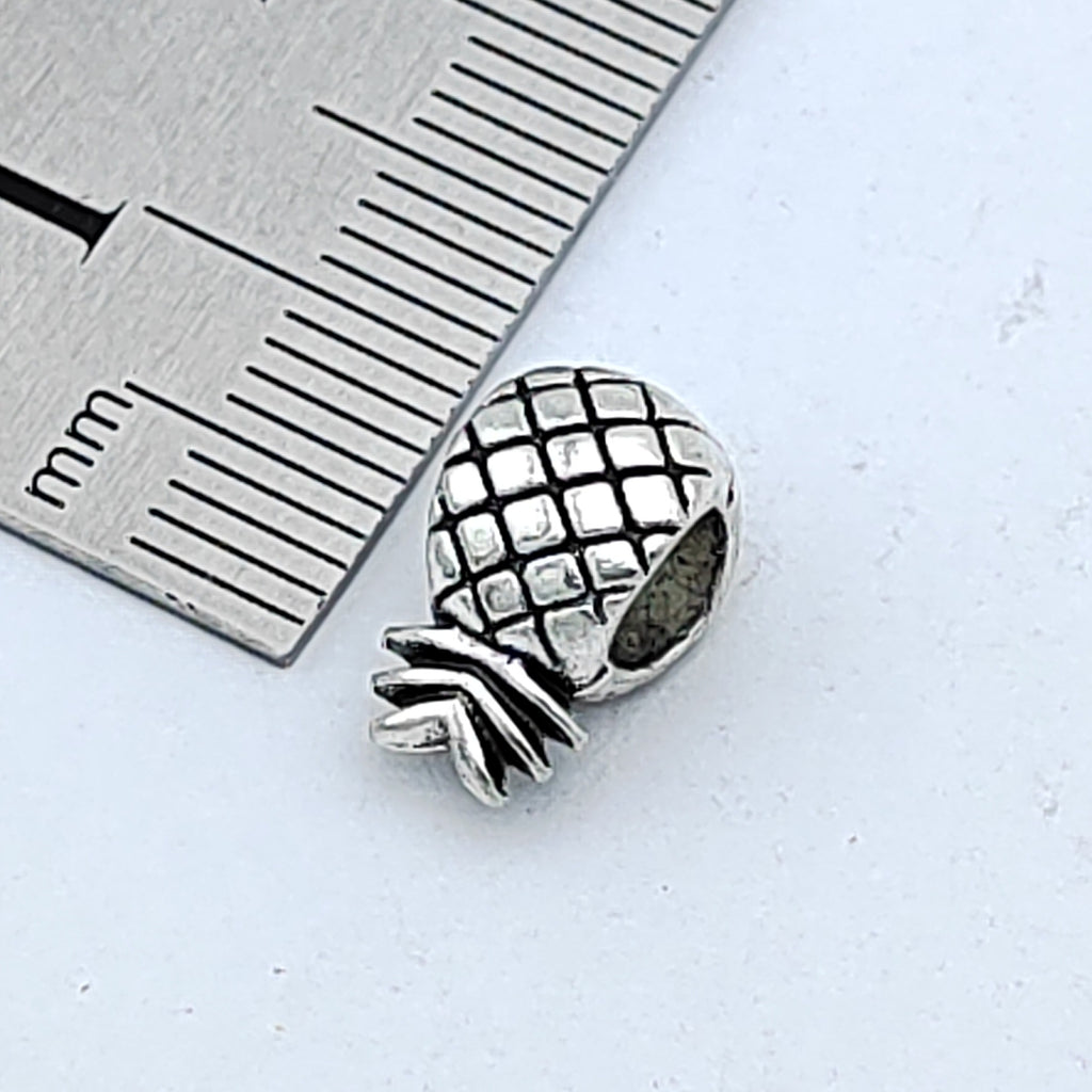 Pineapple Metal Beads 11mm Silver Tone Large Hole 100pcs 3