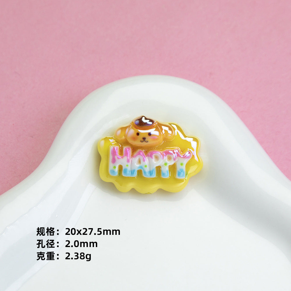 Plating Sanrio Character Word Sign Resin Beads Glossy Cloud Shape 10pcs 12