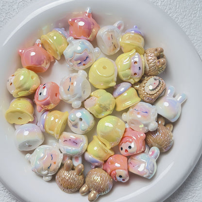 Glossy Iridescent 3D Pop Mart Resin Beads 17-23mm 5pcs 9