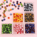 Glaze Millefiori Glass Beads 6mm Striped Colorful Glossy 10pcs 2