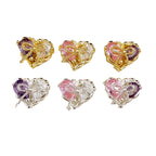 Brass Heart Metal Beads 12x10mm Zirconia Embeded Bow 5pcs 5