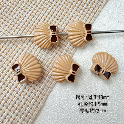 Shell and Mermaid Tail Metal Beads 14mm Glossy Pastel Painted Alloy 10pcs 13