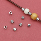 Tube Metal Beads 5mm Diagonal Patterned Tibetan Silver Tone Large Hole 100pcs 2