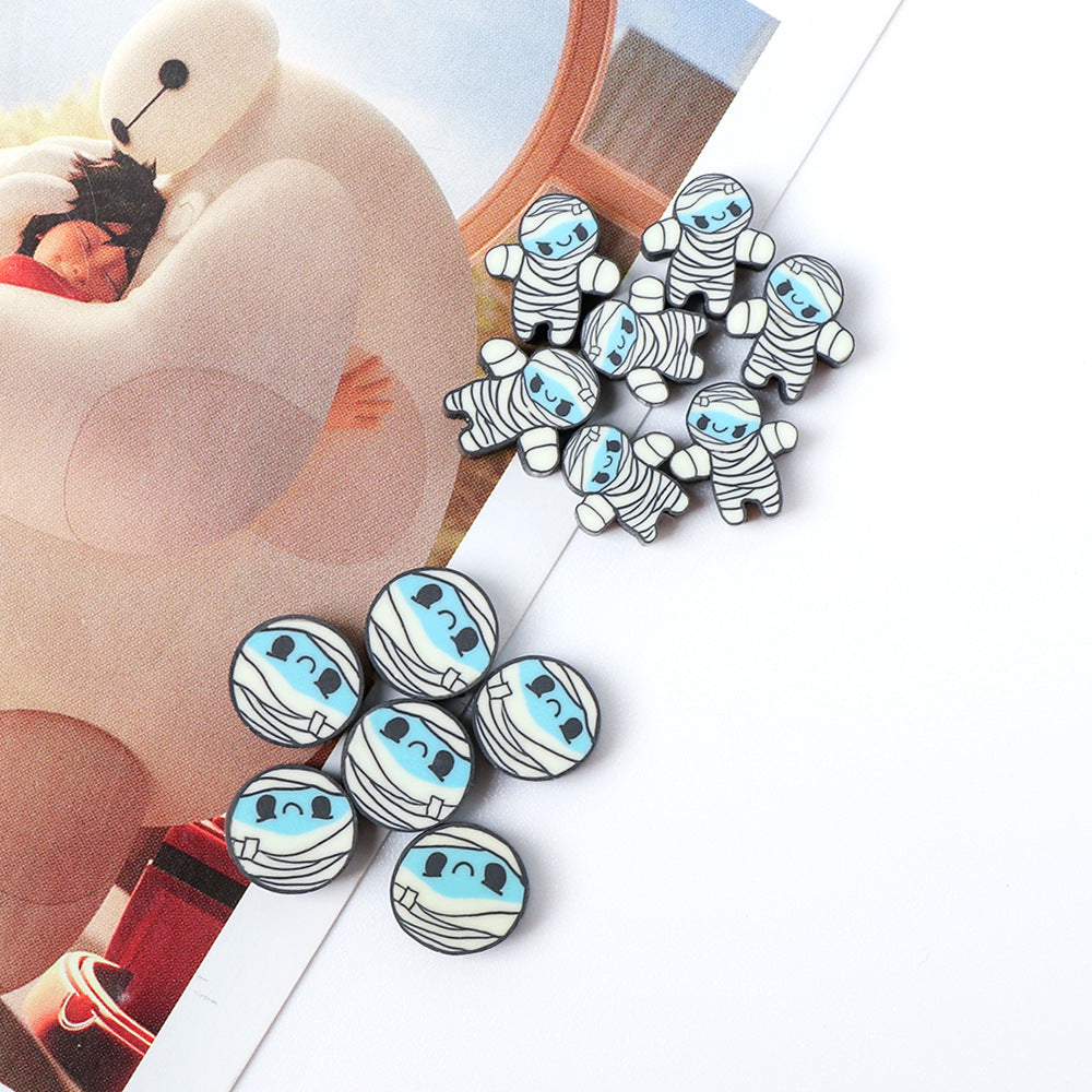 Halloween Mummy Clay Beads 10mm Polymer Cute Character 100pcs 4
