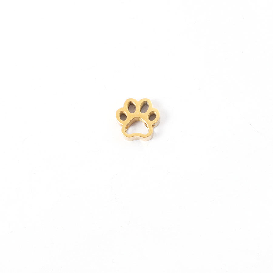 Stainless Steel Hollow Puppy Paw Metal Beads 10mm Color Retaining 10pcs 5
