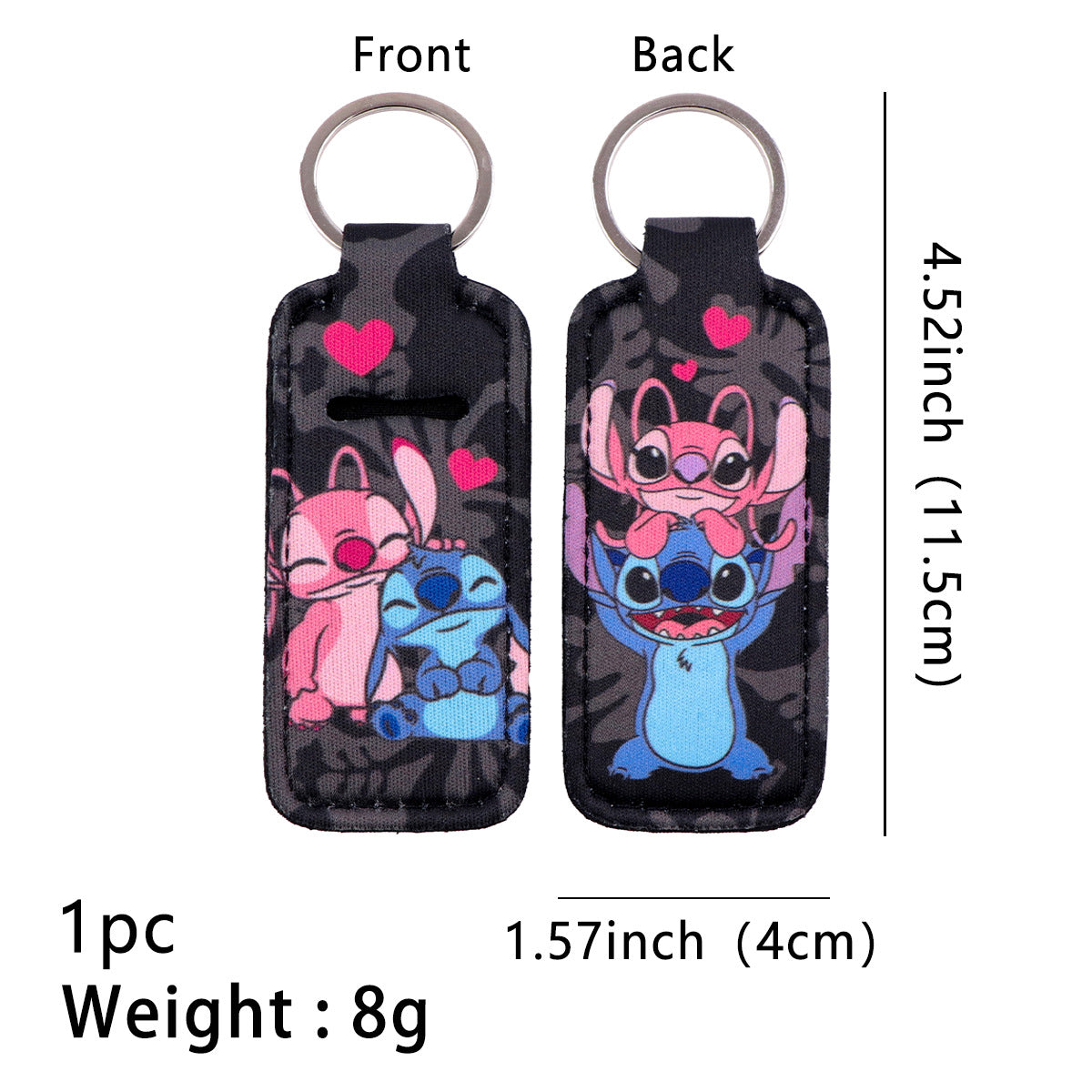 Cartoon Character Chapstick Holder Keychain Neoprene Colorful 8pcs 16