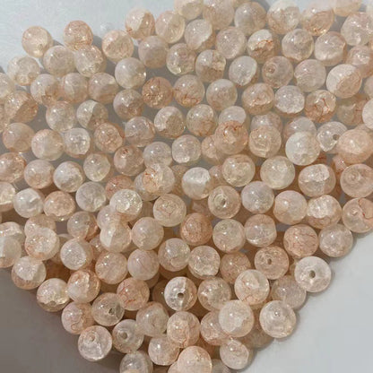 Crackle Round Glass Beads 10mm Pink Grey Gold Shimmer 50pcs 2