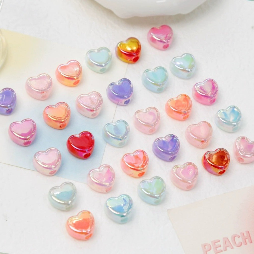 Milky Candy Heart Acrylic Flat Beads 14mm Double Layer 10pcs 2