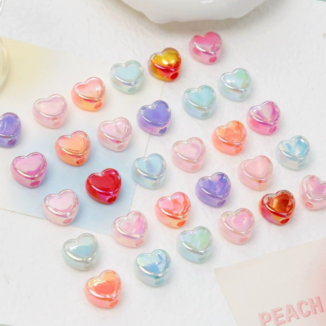 Milky Candy Heart Acrylic Flat Beads 14mm Double Layer 10pcs 2