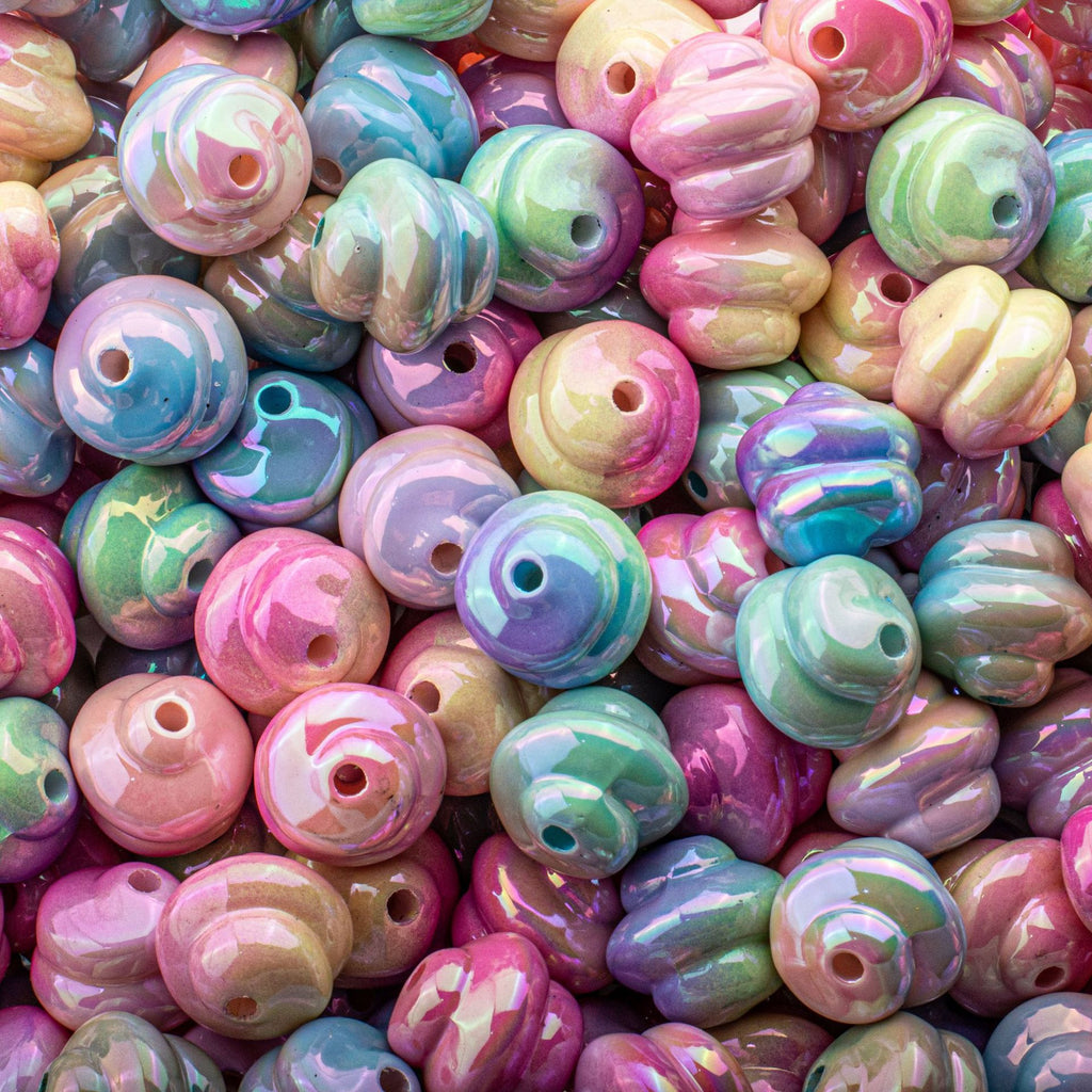 Plating Twisted Acrylic Beads 17mm Two-Color Glossy Pastel 20pcs 2