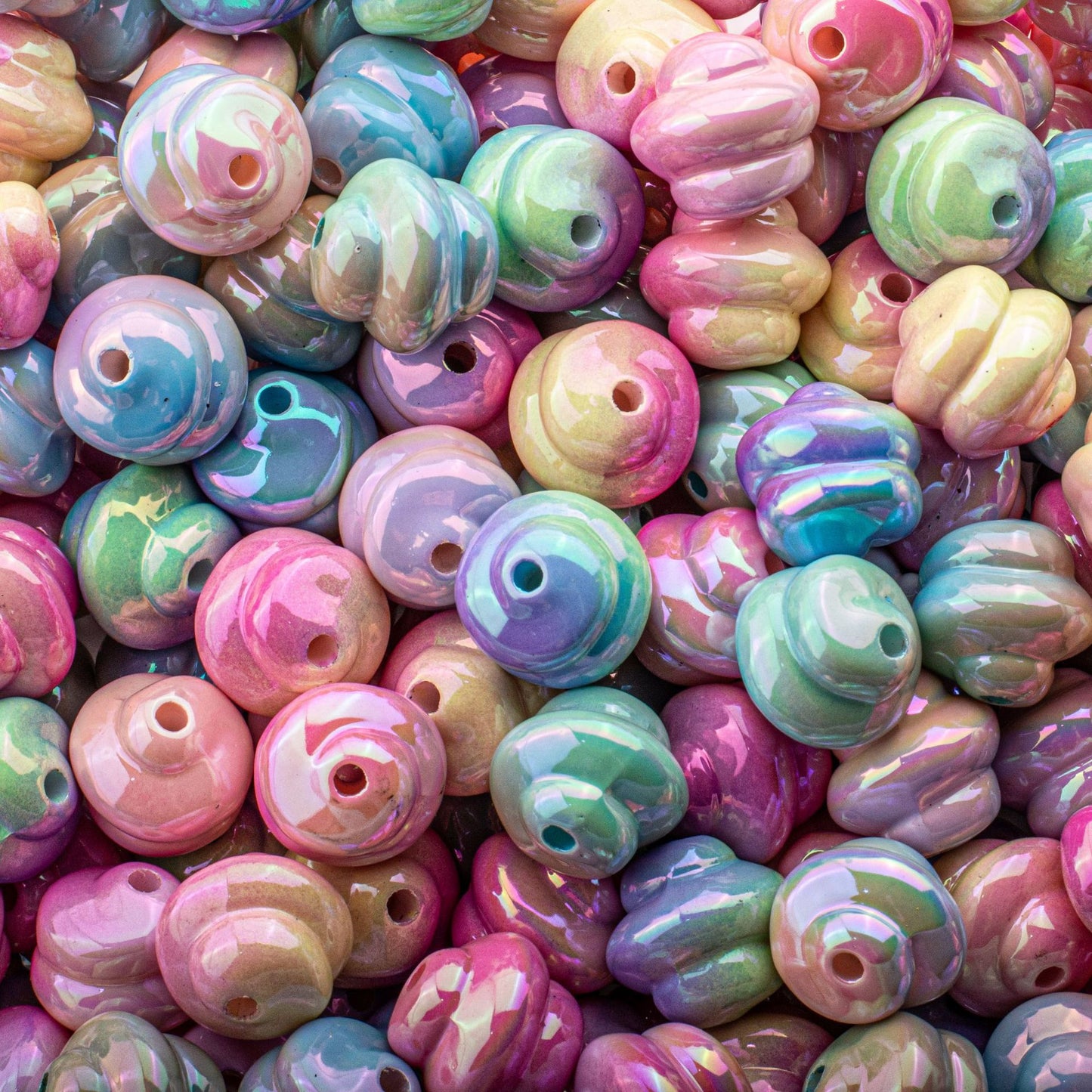 Plating Twisted Acrylic Beads 17mm Two-Color Glossy Pastel 20pcs 2