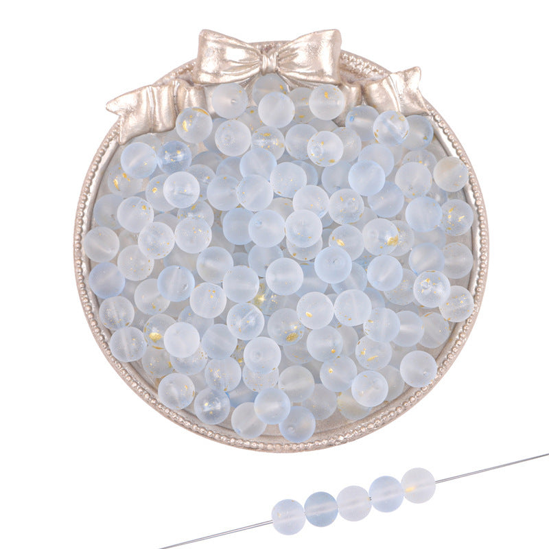 Gradient Frosted Round Glass Beads 8mm Matte Finish Gold Flecks 50pcs 11