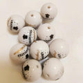 Printed Bubblegum Beads 20mm Graduation Season Design White 10pcs