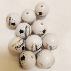 Printed Bubblegum Beads 20mm Graduation Season Design White 10pcs