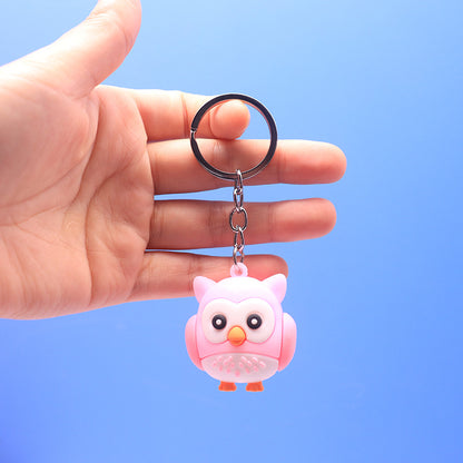Silicone Owl Keychain Cute Wild Animal Charm Pastel Colors 7