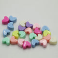 Macaron Colored Heart Acrylic Beads 12mm Large Hole Pastel 100pcs 6