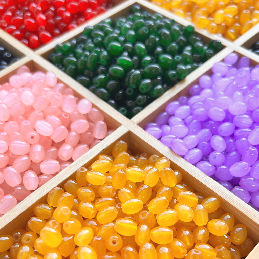 Pure Oval Glass Beads 6mm 8mm Transparent Colorful Mixed 50pcs
