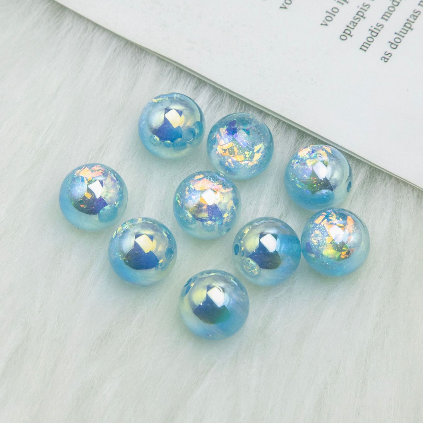 Iridescent Foil Filled Resin Beads 8-16mm Glossy Multicolor 40pcs 12