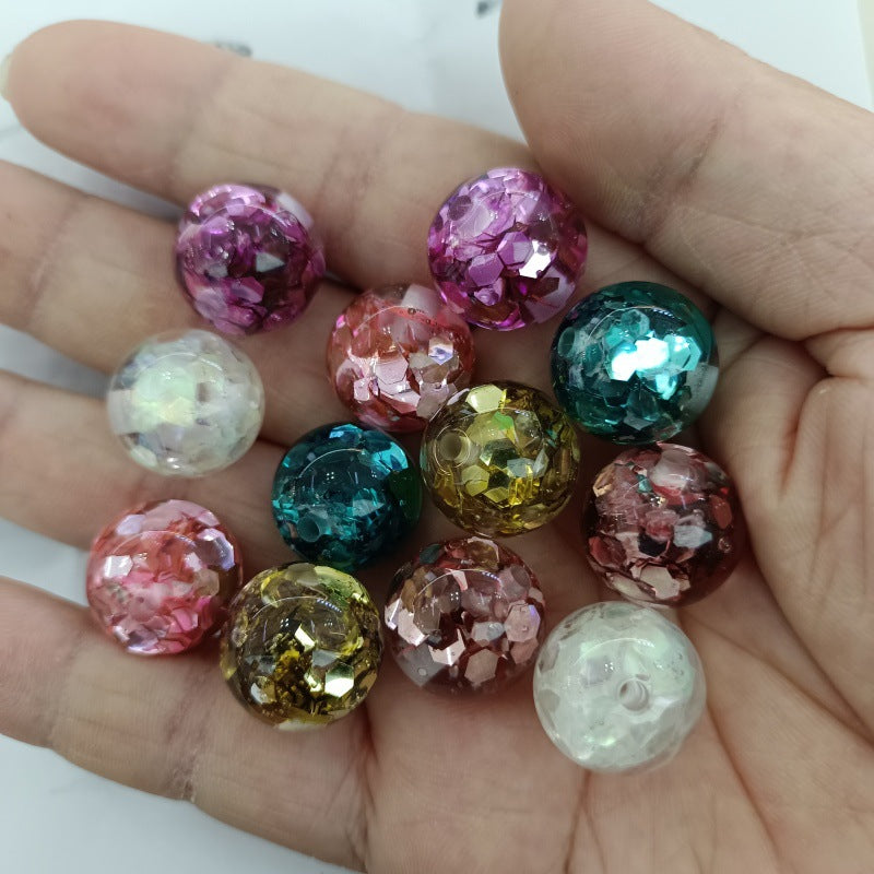 Shimmer Filled Round Acrylic Beads 16mm Colorful Mixed 50pcs 3
