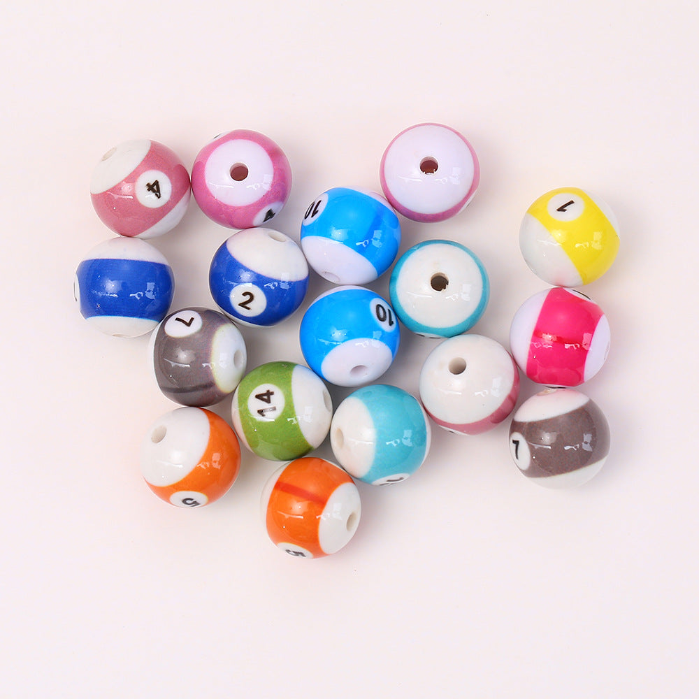 Painted Billiards Acrylic Beads 16mm Creative Colorful 100pcs 4