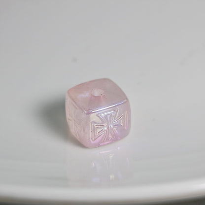 Cross Pattern Acrylic Square Beads 13x15mm Translucent Pastel 20pcs 3