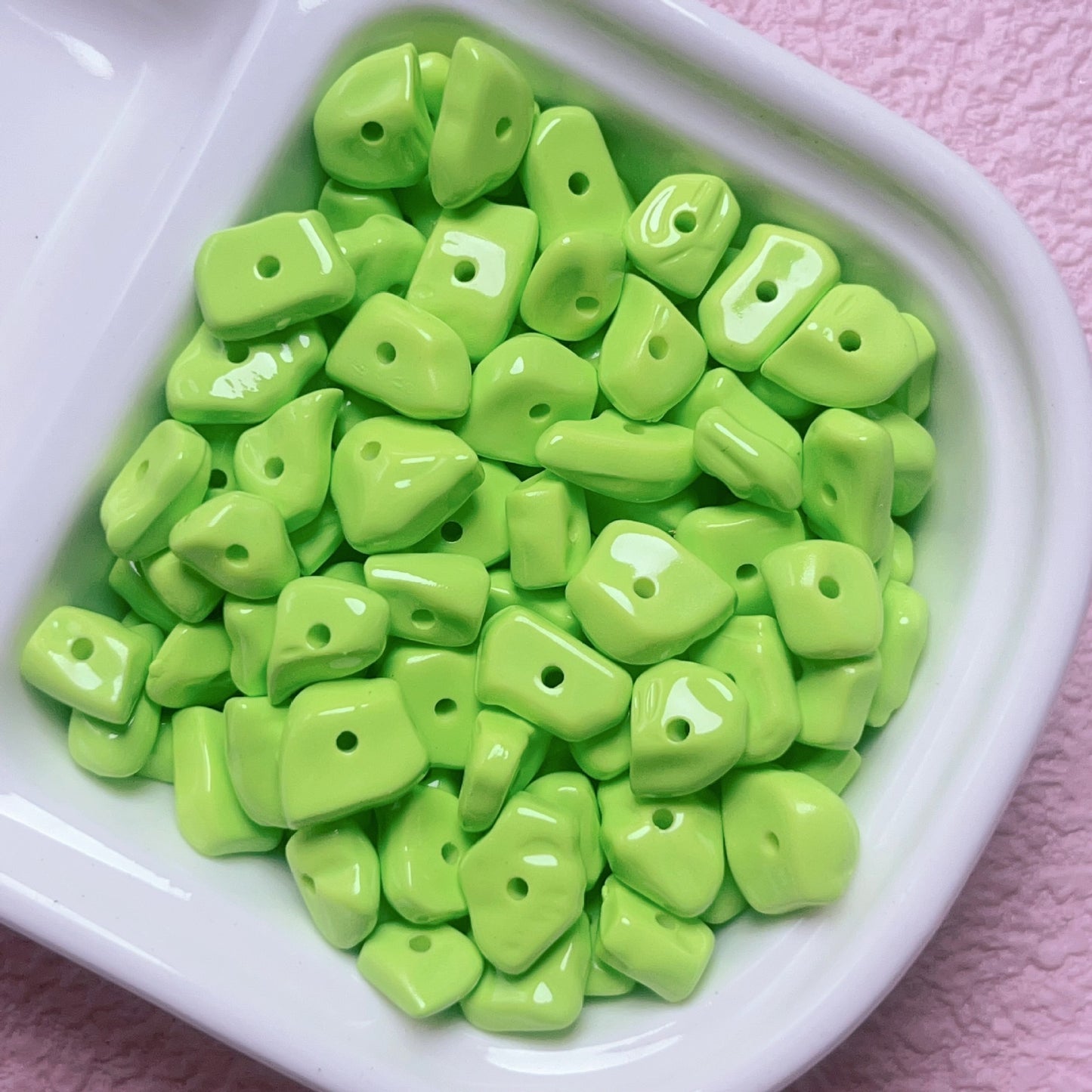 Painted Gravel Acrylic Beads 10mm Glossy Bright Colors 30pcs 8