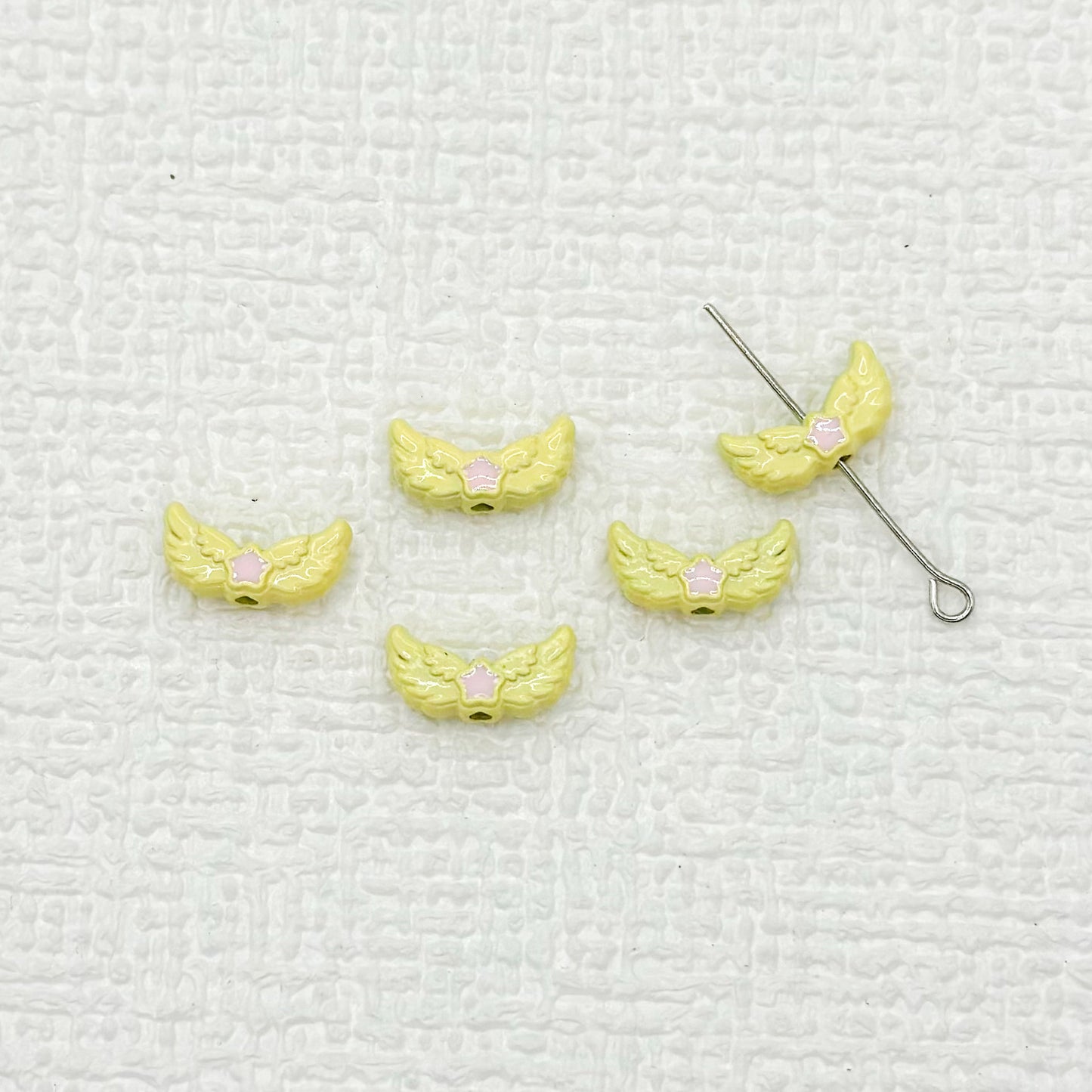 Angel Wing Metal Beads 14mm Painted Colorful Alloy 10pcs 8
