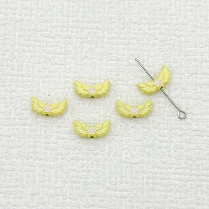 Angel Wing Metal Beads 14mm Painted Colorful Alloy 10pcs 8