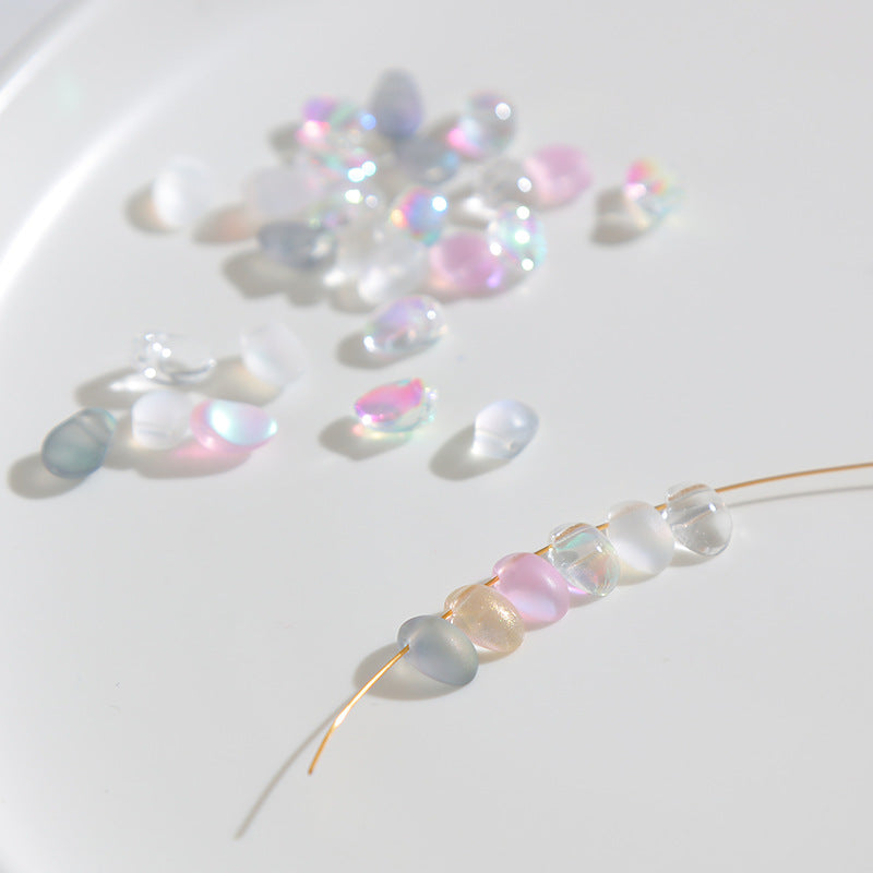Transparent Czech Glass Petal Beads 6x8mm Soft Pastel Iridescent 100pcs 3