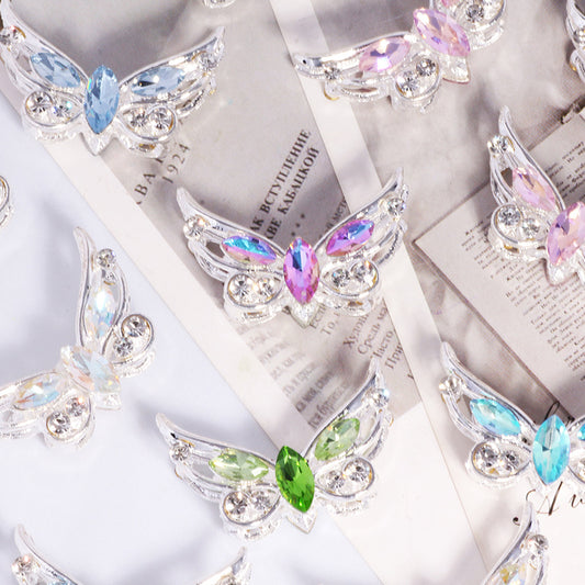 Butterfly Rhinestone Beads Alloy Sparkling Wings 2pcs