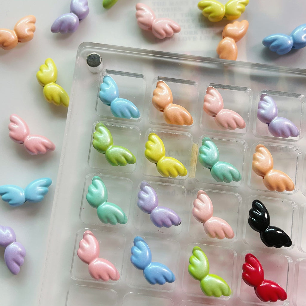 Chubby Wing Metal Beads 17mm Glossy Enamel Finish 10pcs