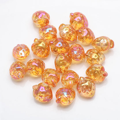 Electroplated Strawberry Glass Beads 13x16mm Iridescent 10pcs 10
