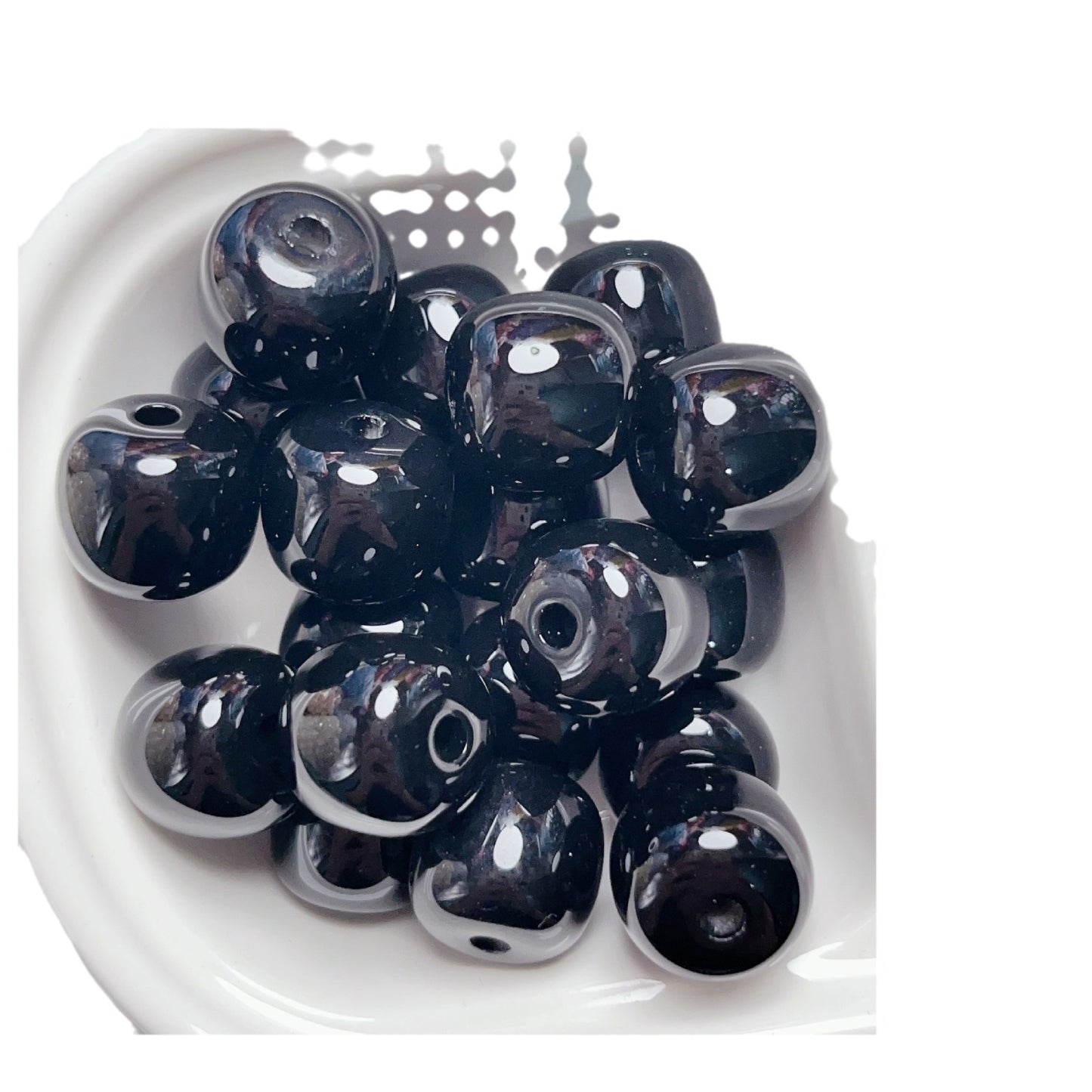 Painted Chubby Acrylic Beads 16mm Glossy Bright Colors 10pcs 5