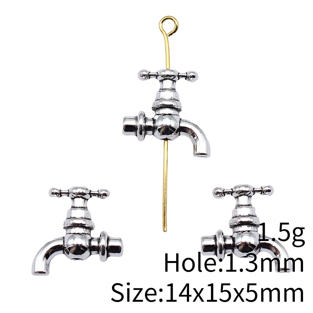 Water Faucet Metal Beads 15mm Zinc Alloy Detailed Vintage Style 40pcs 4
