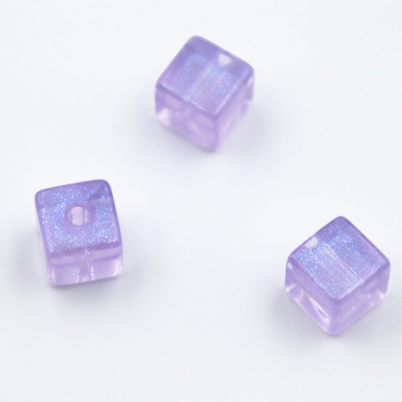 Glitter Square Acrylic Beads 12mm Transparent Pastel 20pcs 6