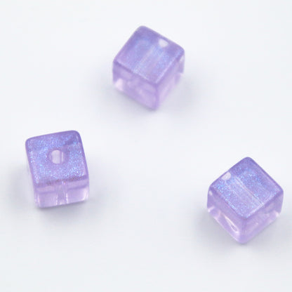 Glitter Square Acrylic Beads 12mm Transparent Pastel 20pcs 6