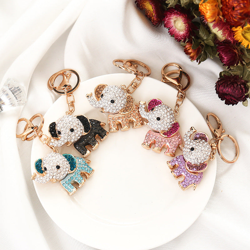 Rhinestone Elephant Keychain Metal Alloy Cute Colorful Charm