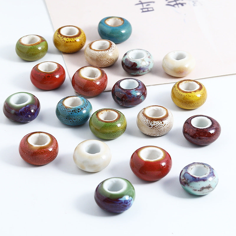 Ceramic Spacer Beads 15mm Fambe Glaze Large Hole 20pcs 2