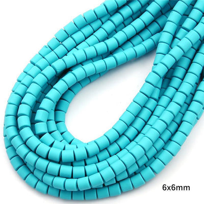 Cylindrical Clay Beads 6mm Colorful Polymer 62pcs 21