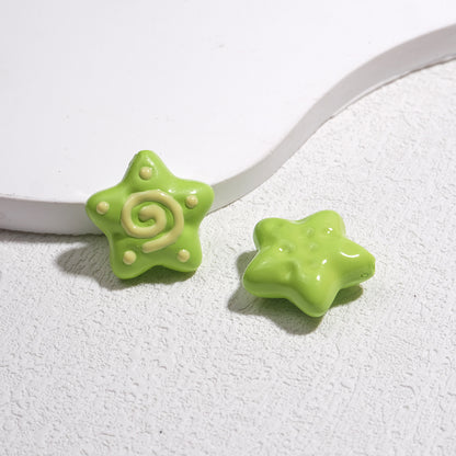 Spiral Pattern Starfish Acrylic Beads 20mm Glossy Mixed Colors 20pcs 11