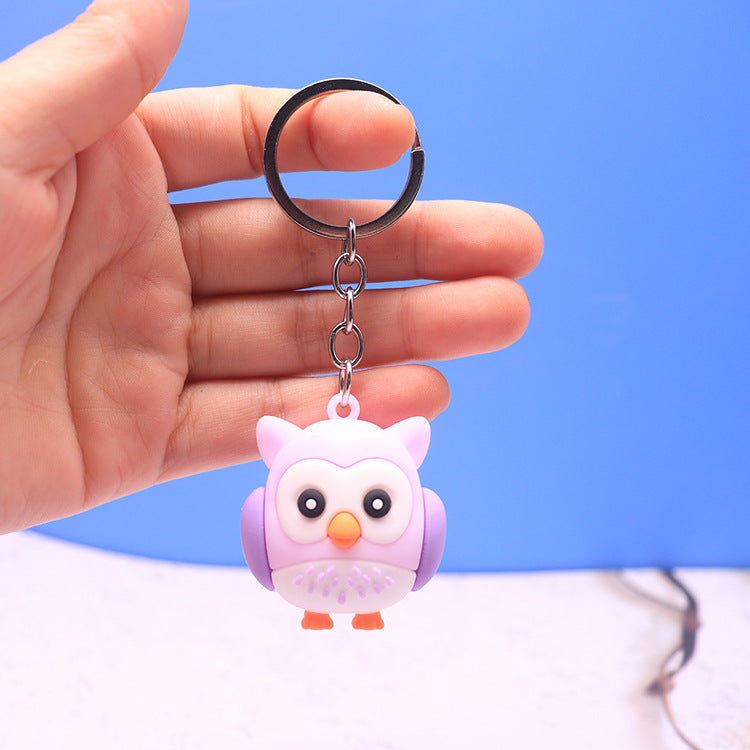 Silicone Owl Keychain Cute Wild Animal Charm Pastel Colors 10