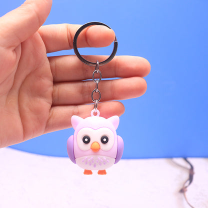 Silicone Owl Keychain Cute Wild Animal Charm Pastel Colors 10