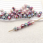 Plating Round Acrylic Beads 16mm UV Sports Ball Pattern 20pcs